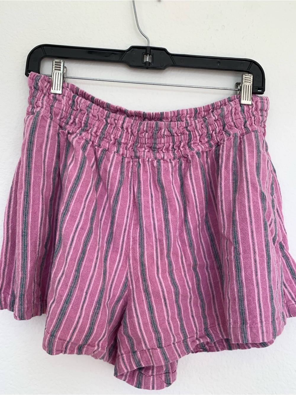 Anthropologie Pink Striped Elastic-Waist Athletic Shorts